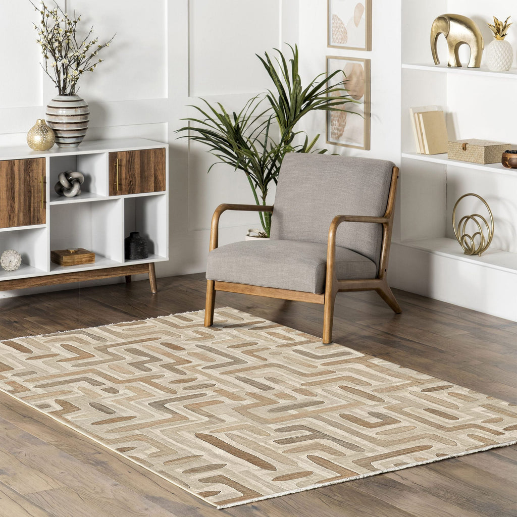 Tapis Géométrique Moderne Bleu Marine Lavable Maeva, vue 18