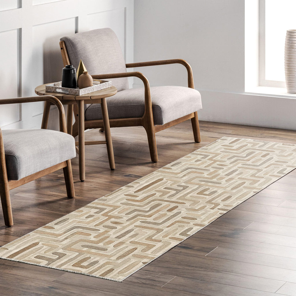 Tapis Géométrique Moderne Bleu Marine Lavable Maeva, vue 20