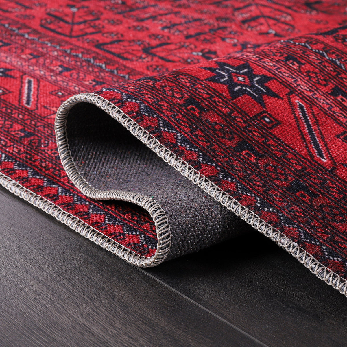 Tapis Ethnique Bordeaux Lavable Apolline, vue 5