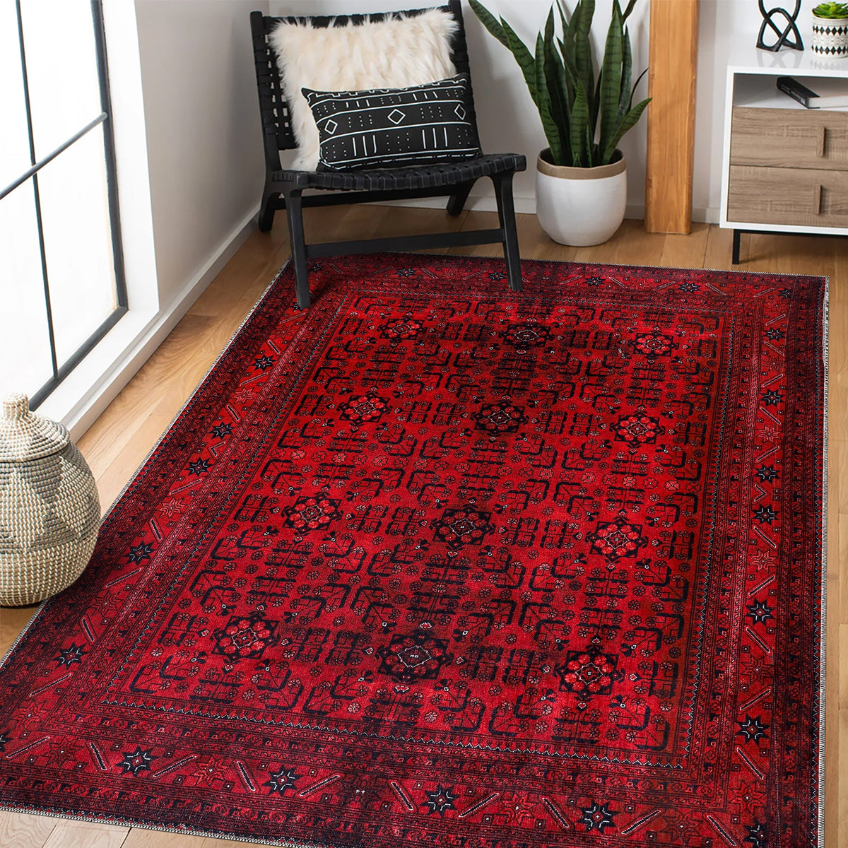 Tapis Ethnique Bordeaux Lavable Apolline, vue 3