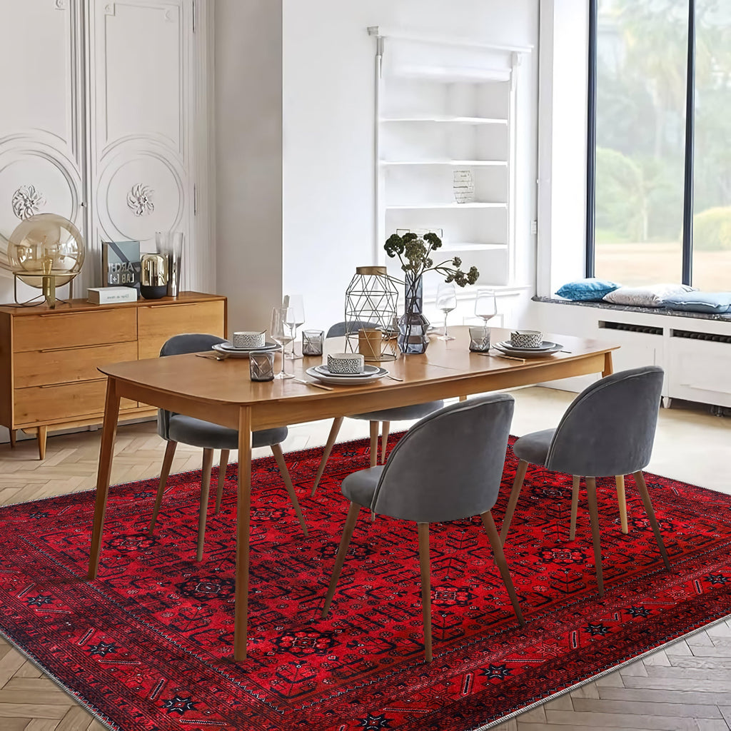 Tapis Ethnique Bordeaux Lavable Apolline, vue 8