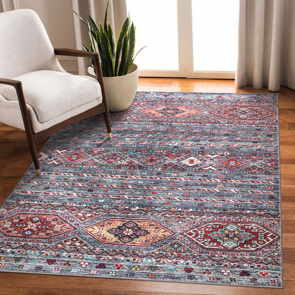 Tapis Ethnique Bordeaux Lavable Nina, vue 4