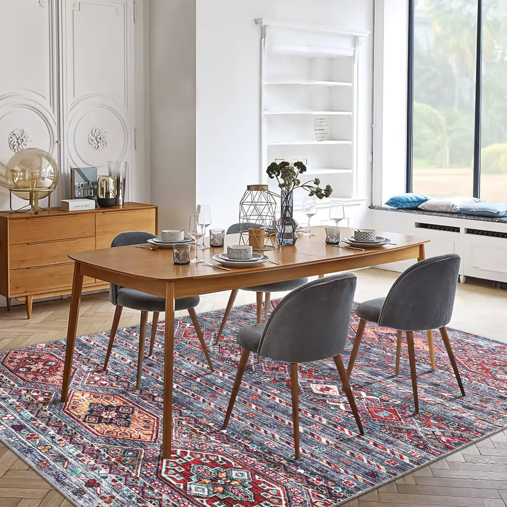 Tapis Ethnique Bordeaux Lavable Nina, vue 8