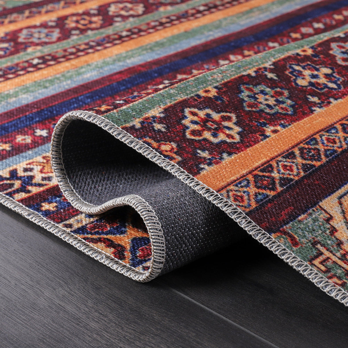Tapis Ethnique Bordeaux Lavable Victoire, vue 5