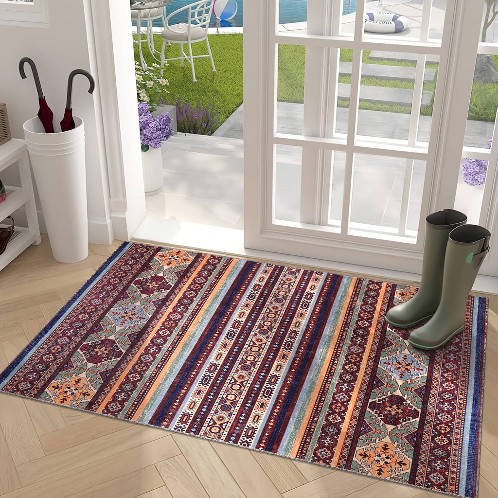 Tapis Ethnique Bordeaux Lavable Victoire, vue 10