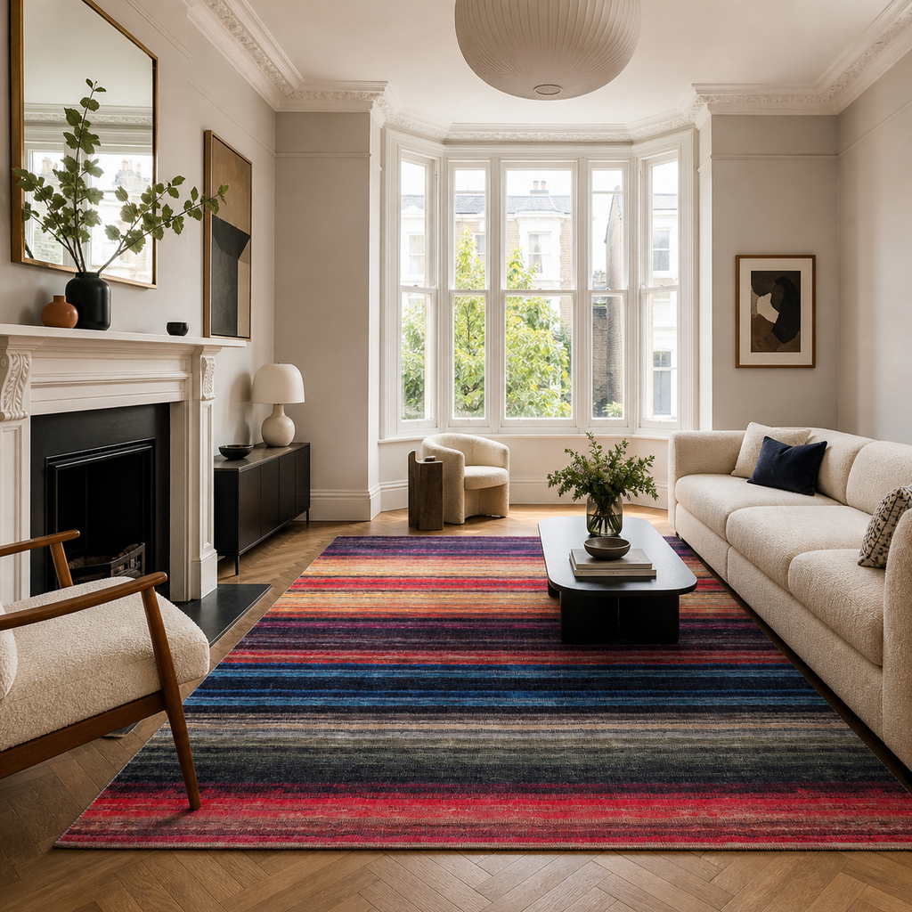 Tapis Géométrique Moderne Bordeaux Lavable Capucine, vue 5