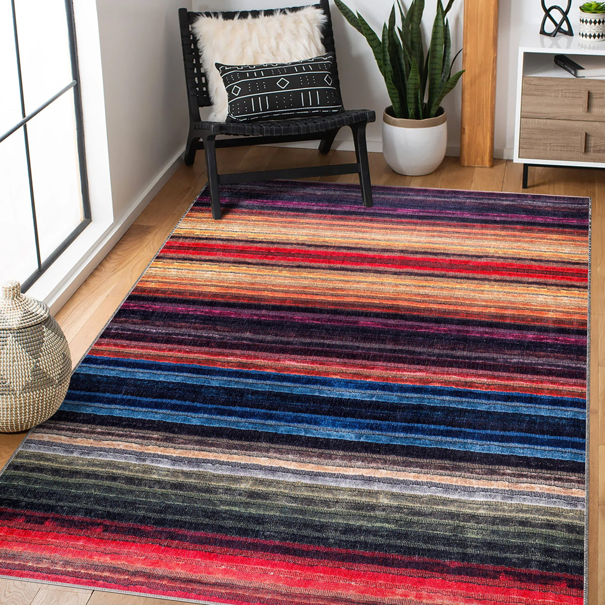 Tapis Géométrique Moderne Bordeaux Lavable Capucine, vue 3