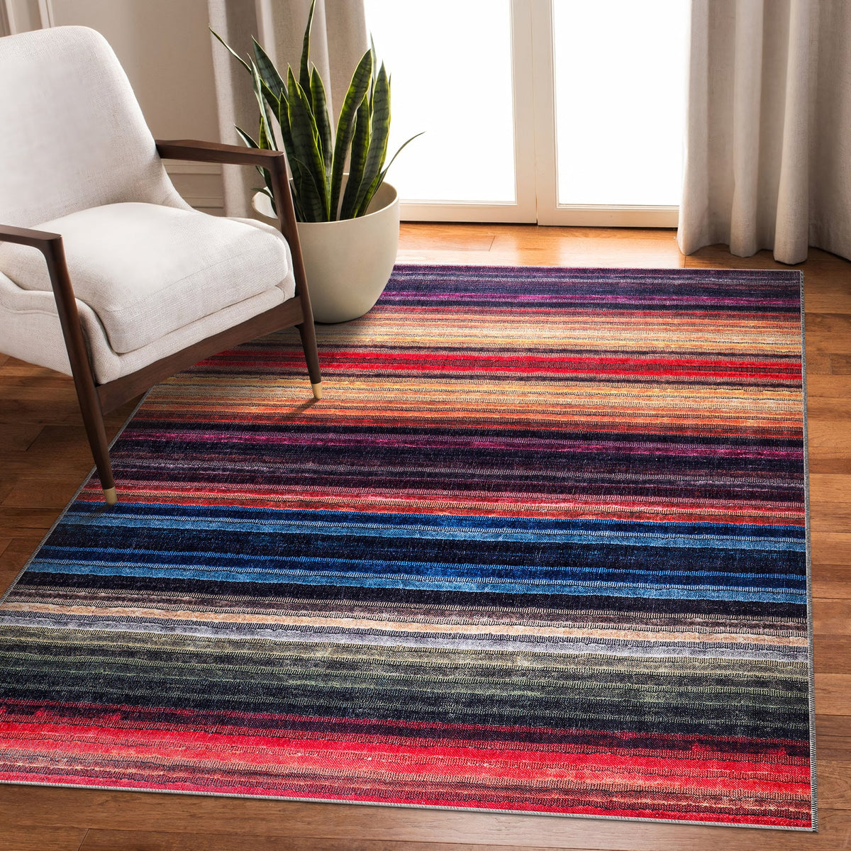 Tapis Géométrique Moderne Bordeaux Lavable Capucine, vue 4