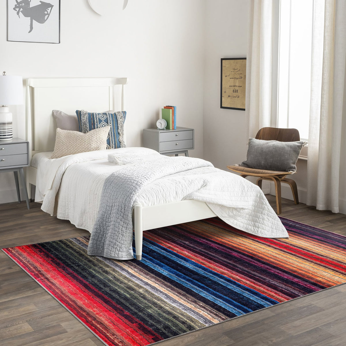 Tapis Géométrique Moderne Bordeaux Lavable Capucine, vue 6