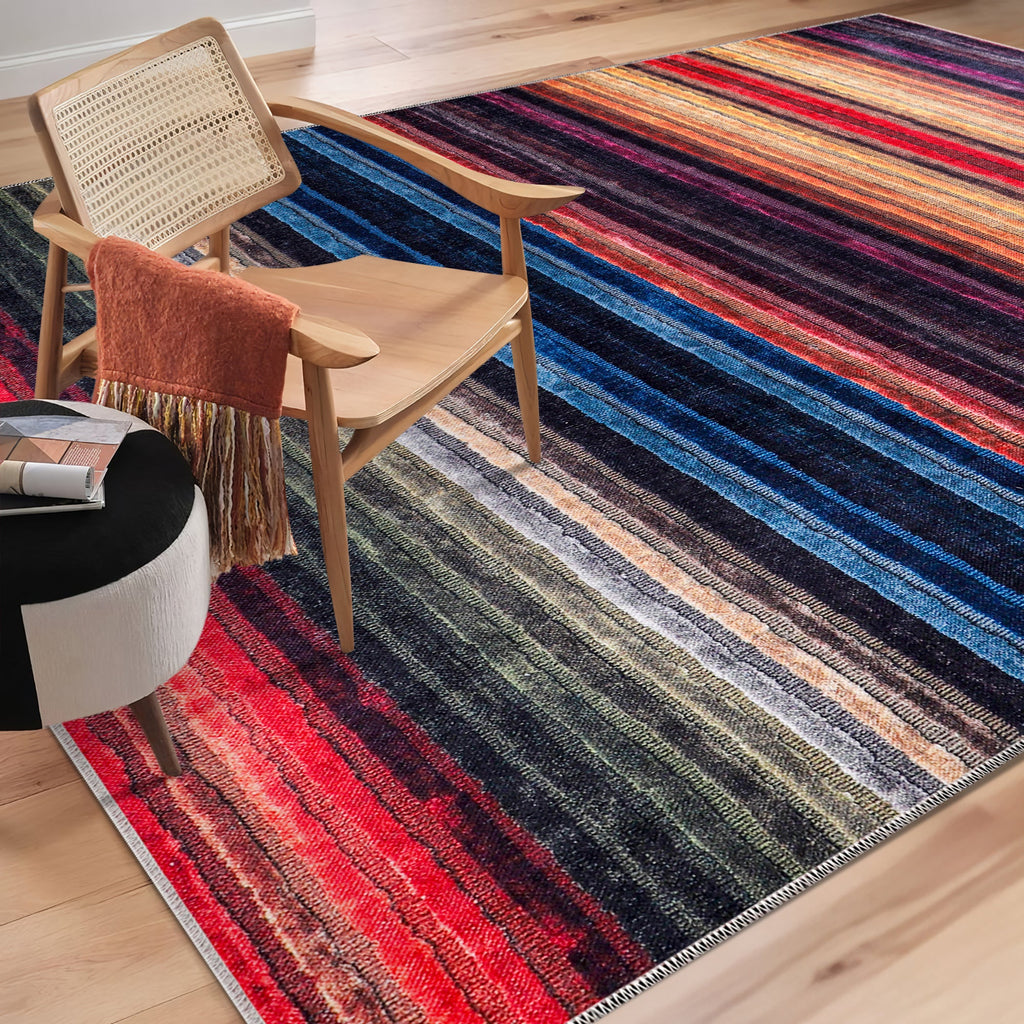 Tapis Géométrique Moderne Bordeaux Lavable Capucine, vue 9