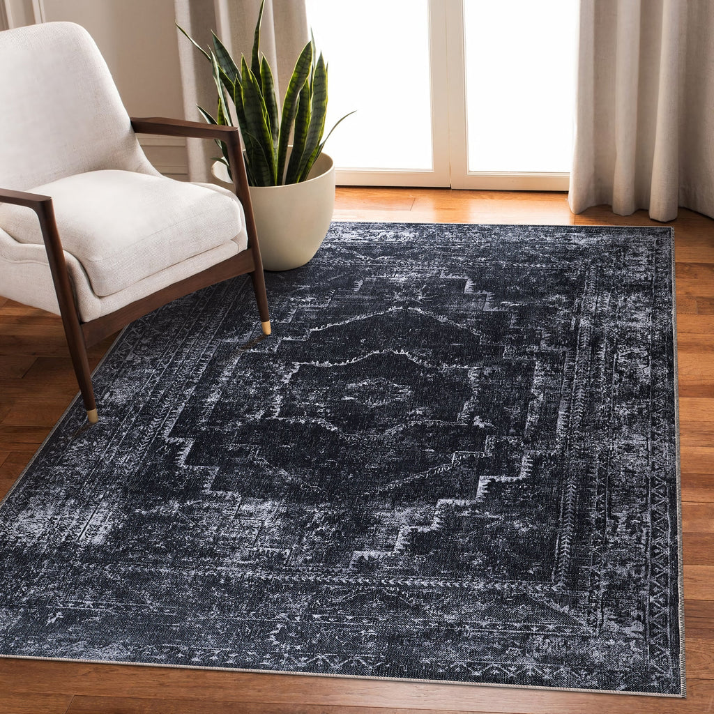 Tapis Vintage Gris Lavable Basile, vue 4
