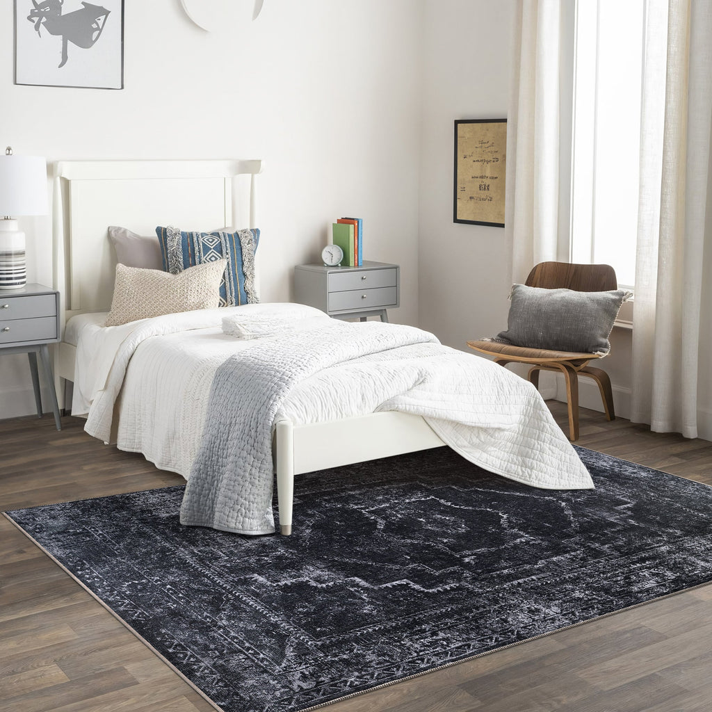 Tapis Vintage Gris Lavable Basile, vue 6