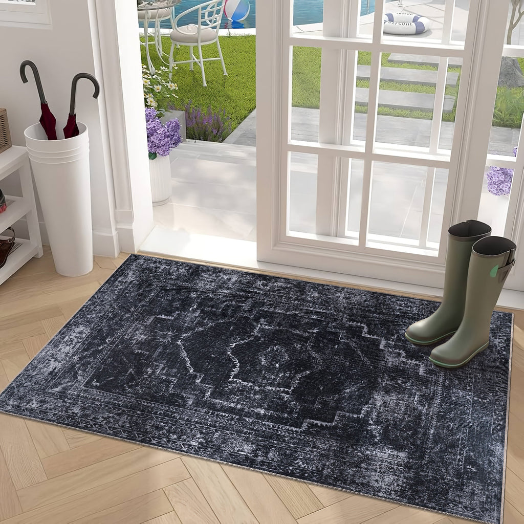 Tapis Vintage Gris Lavable Basile, vue 10