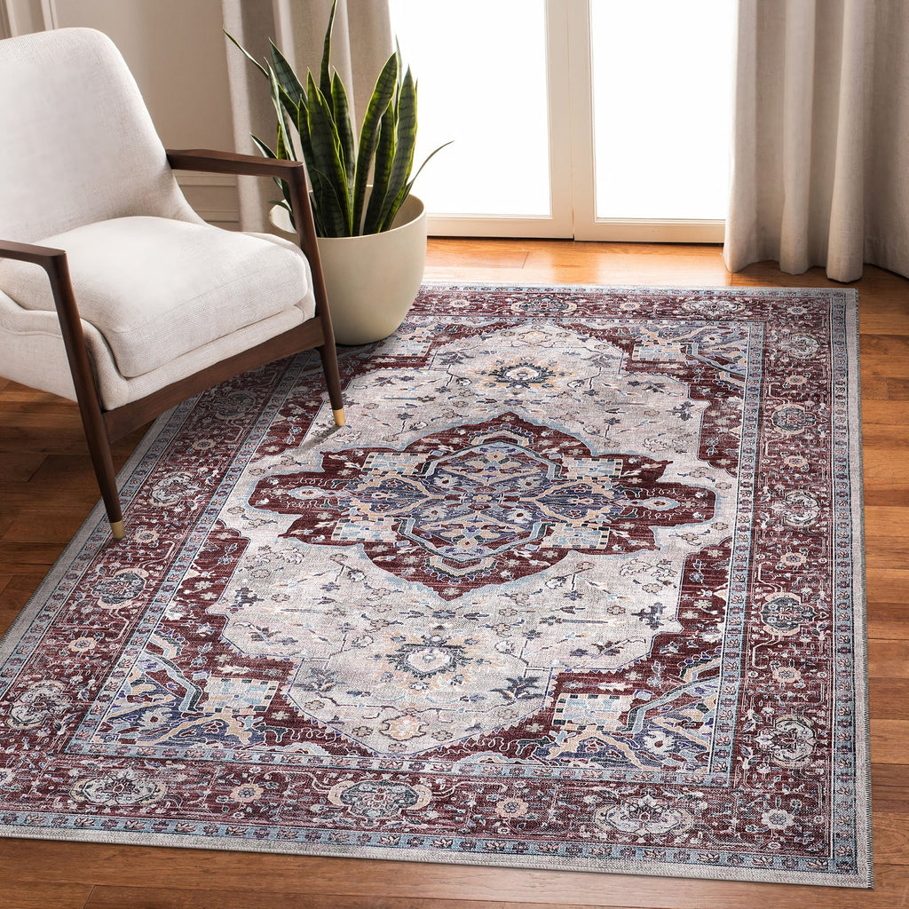 Tapis Vintage Bordeaux Lavable Charlie, vue 4