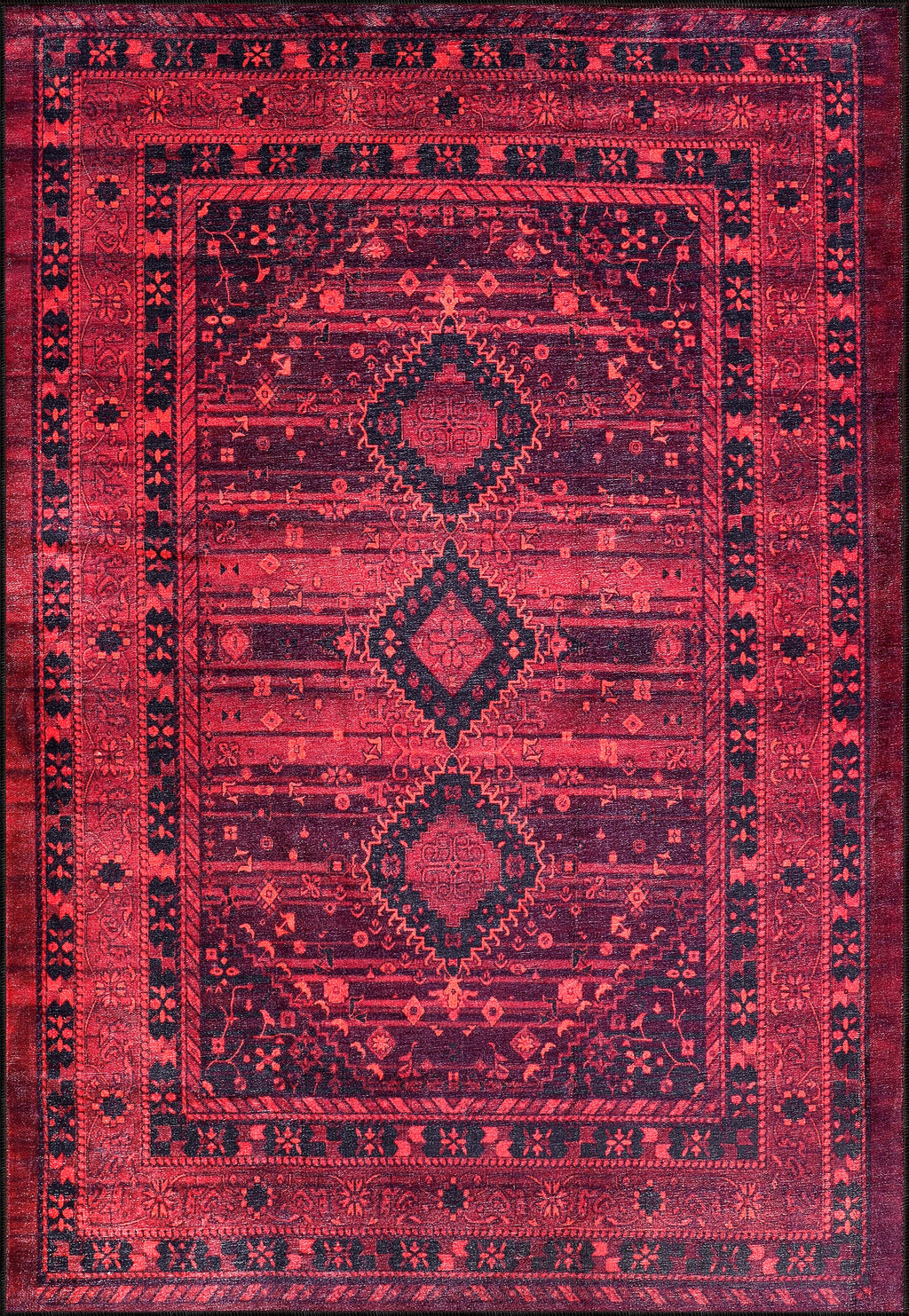 Détail du motif du tapis abstrait bordeaux lavable Nara