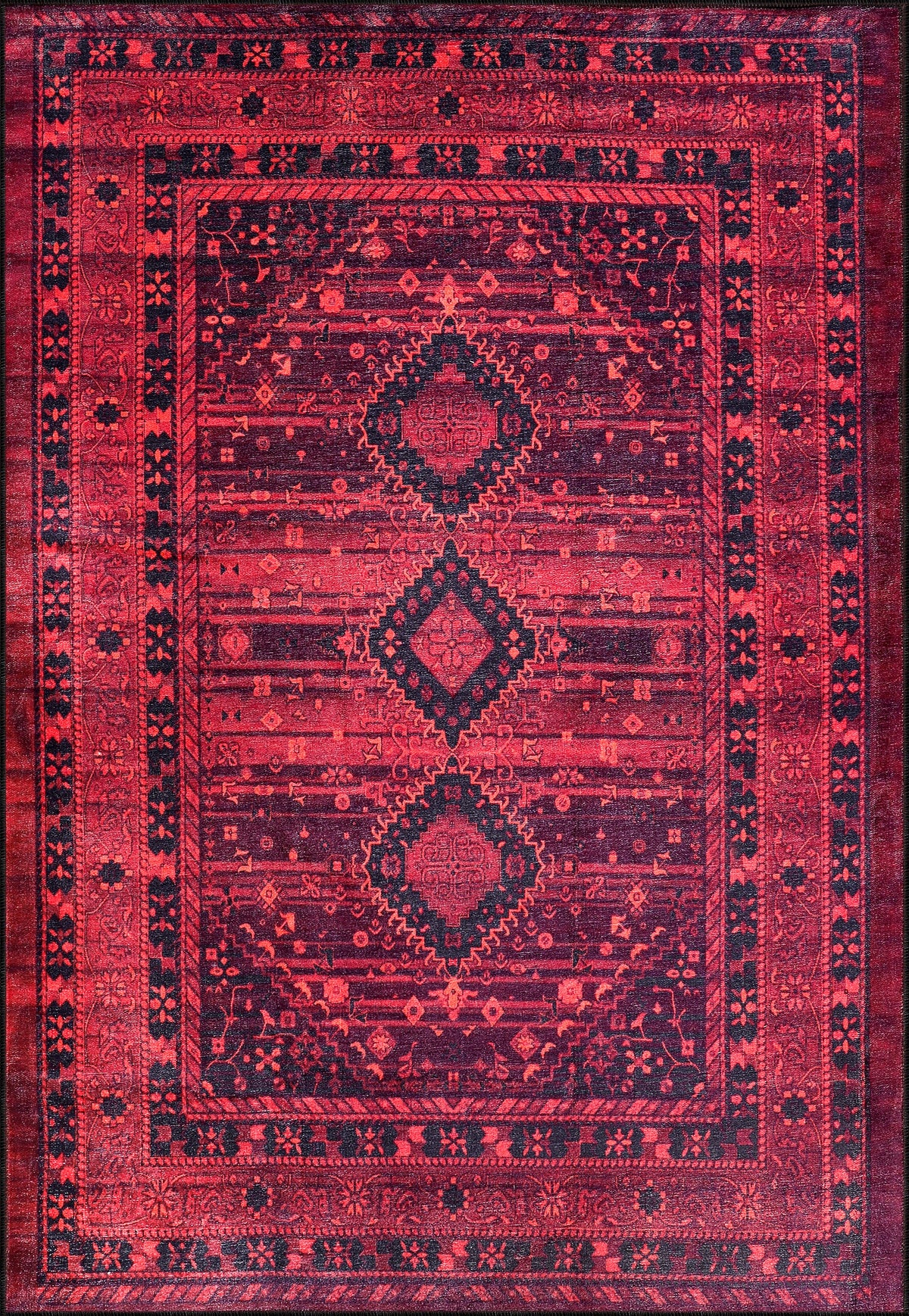 Détail du motif du tapis abstrait bordeaux lavable Nara