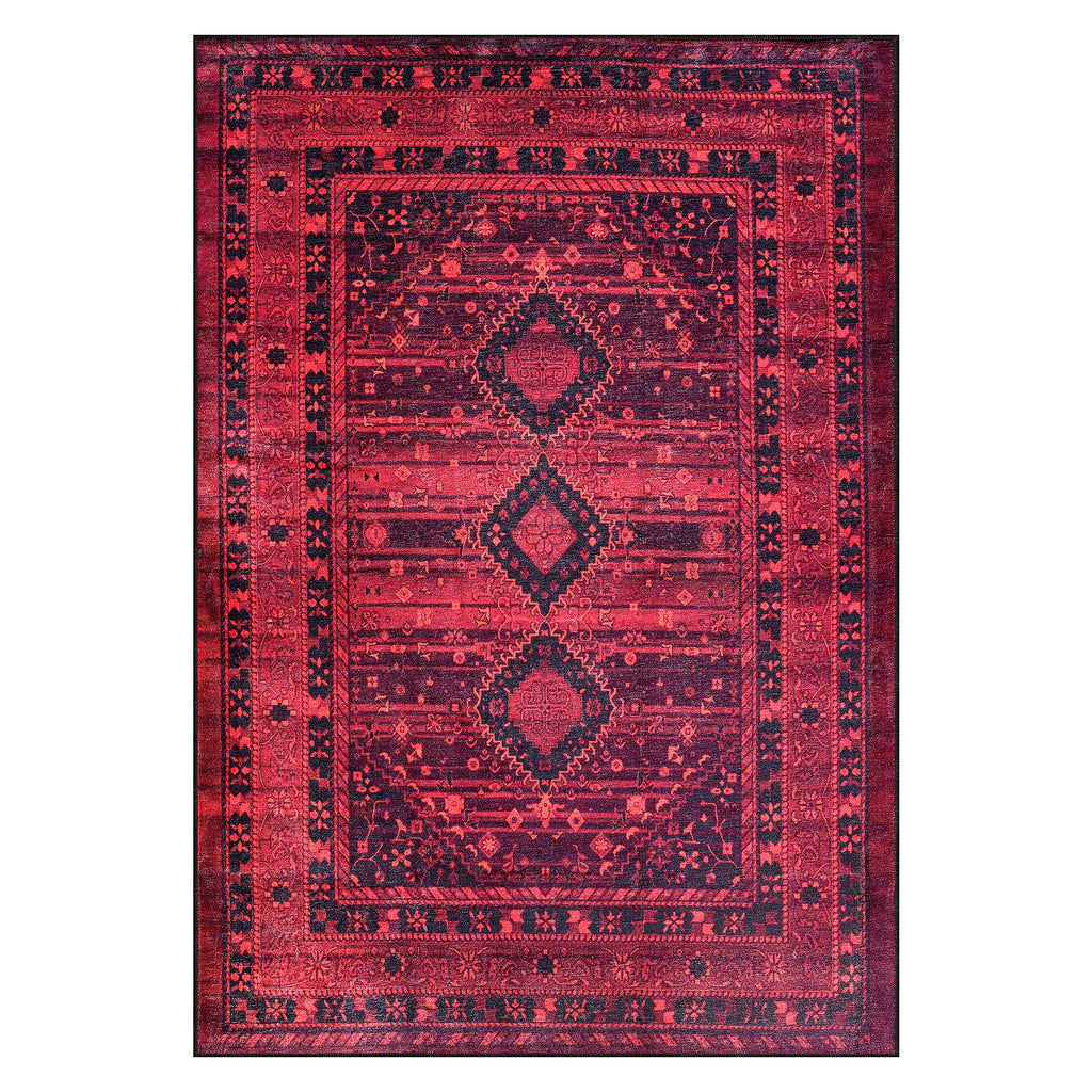 Tapis Abstrait Bordeaux Lavable Nara, vue 7