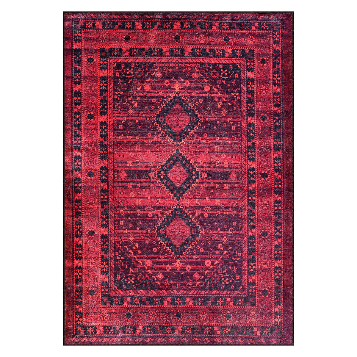 Tapis Abstrait Bordeaux Lavable Nara, vue 7