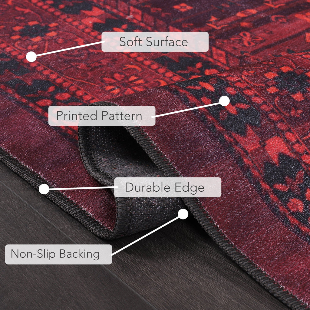 Tapis Abstrait Bordeaux Lavable Nara, vue 8