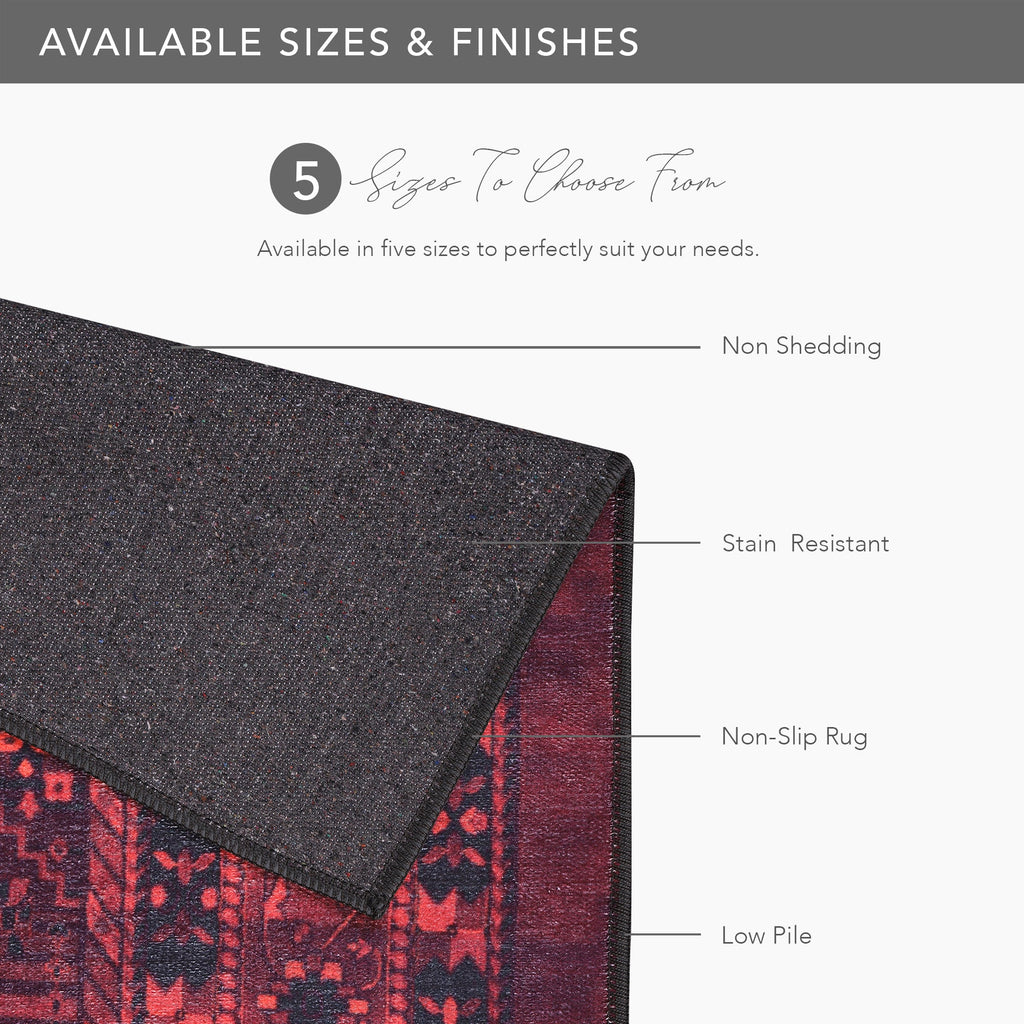 Tapis Abstrait Bordeaux Lavable Nara, vue 9