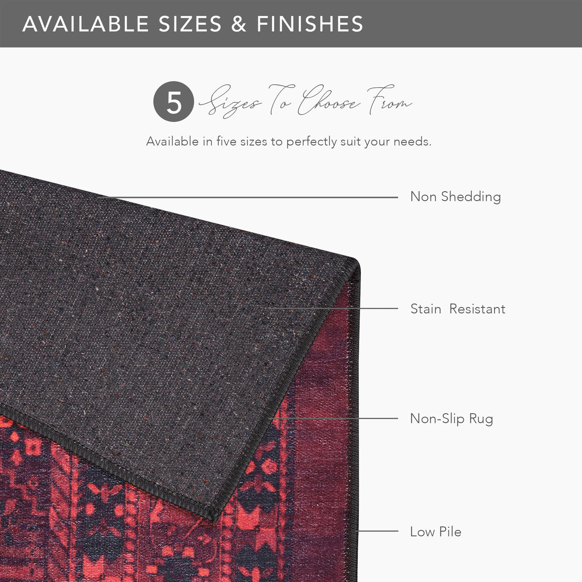 Tapis Abstrait Bordeaux Lavable Nara, vue 9