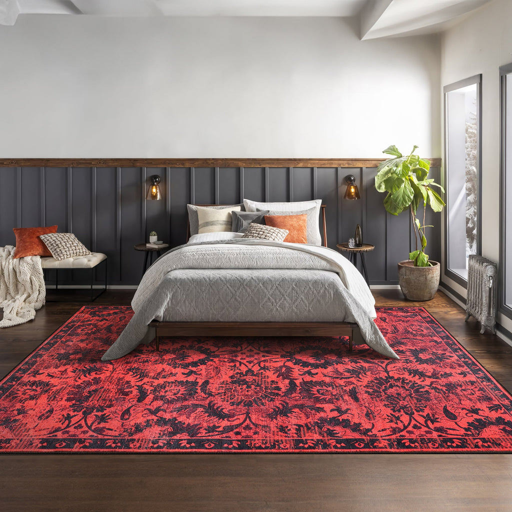 Tapis Ethnique Bordeaux Lavable Céleste, vue 3