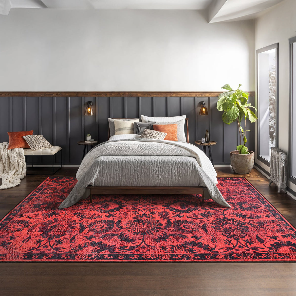 Tapis Ethnique Bordeaux Lavable Céleste, vue 3