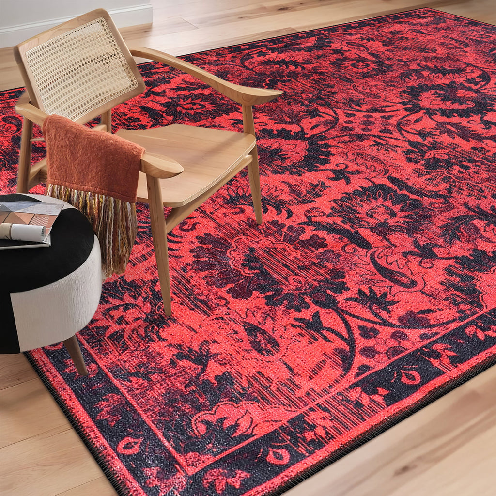 Tapis Ethnique Bordeaux Lavable Céleste, vue 6