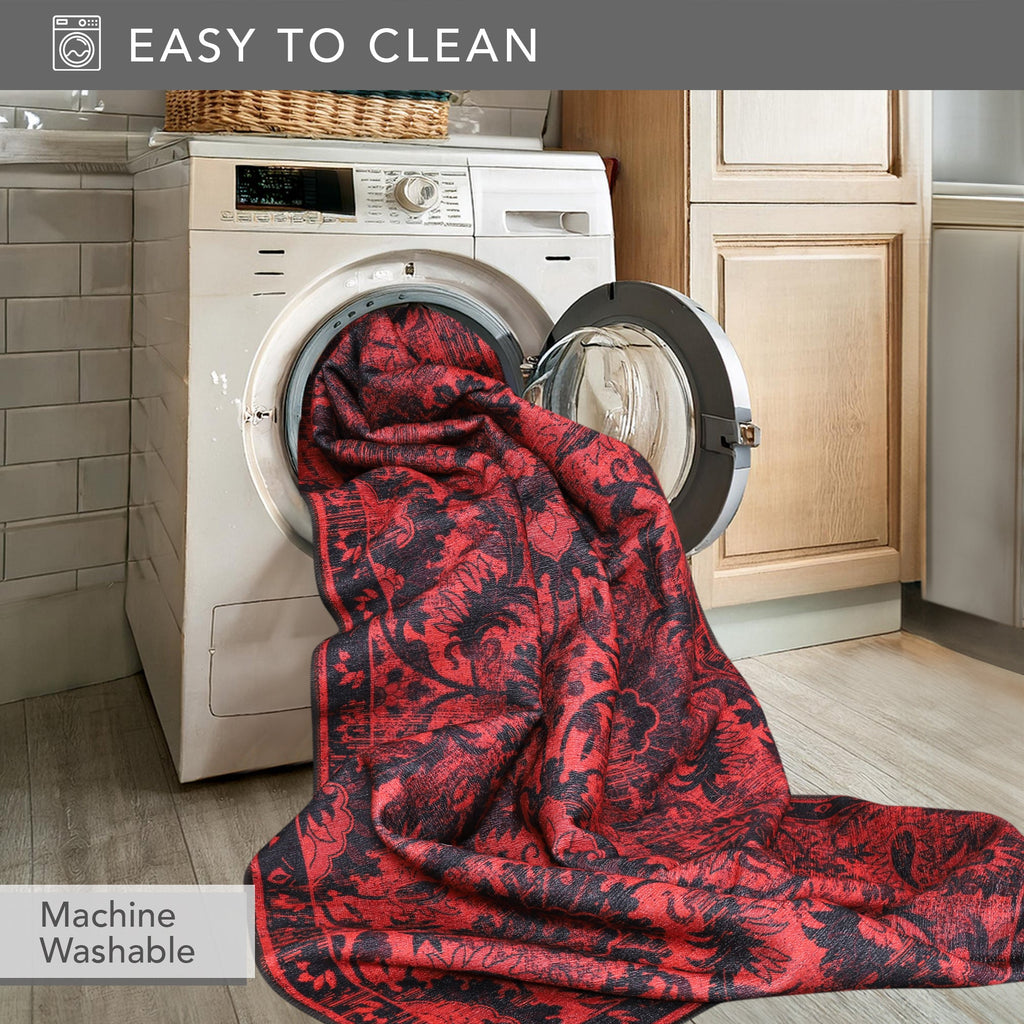 Tapis Ethnique Bordeaux Lavable Céleste, vue 9