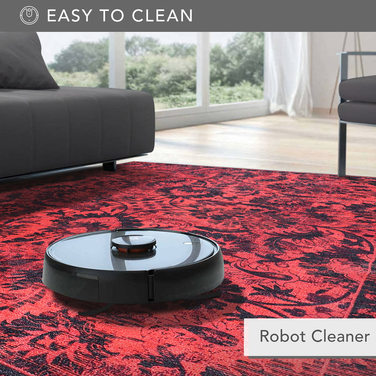 Tapis Ethnique Bordeaux Lavable Céleste, vue 10