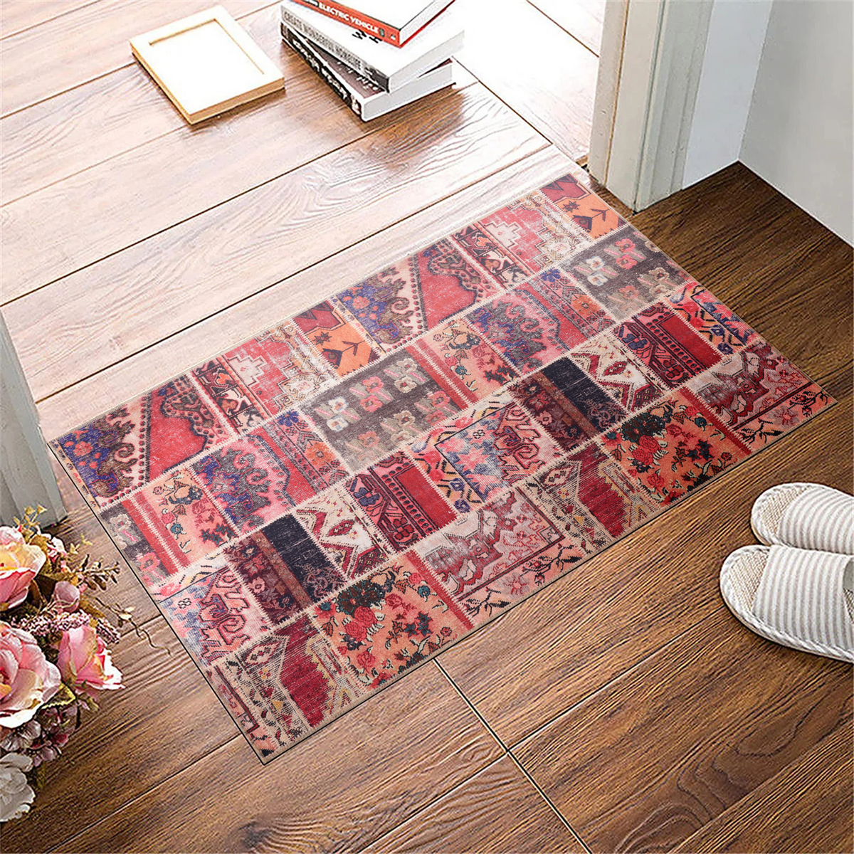 Tapis Ethnique Vintage Crème et Blanc Lavable Tess, vue 6
