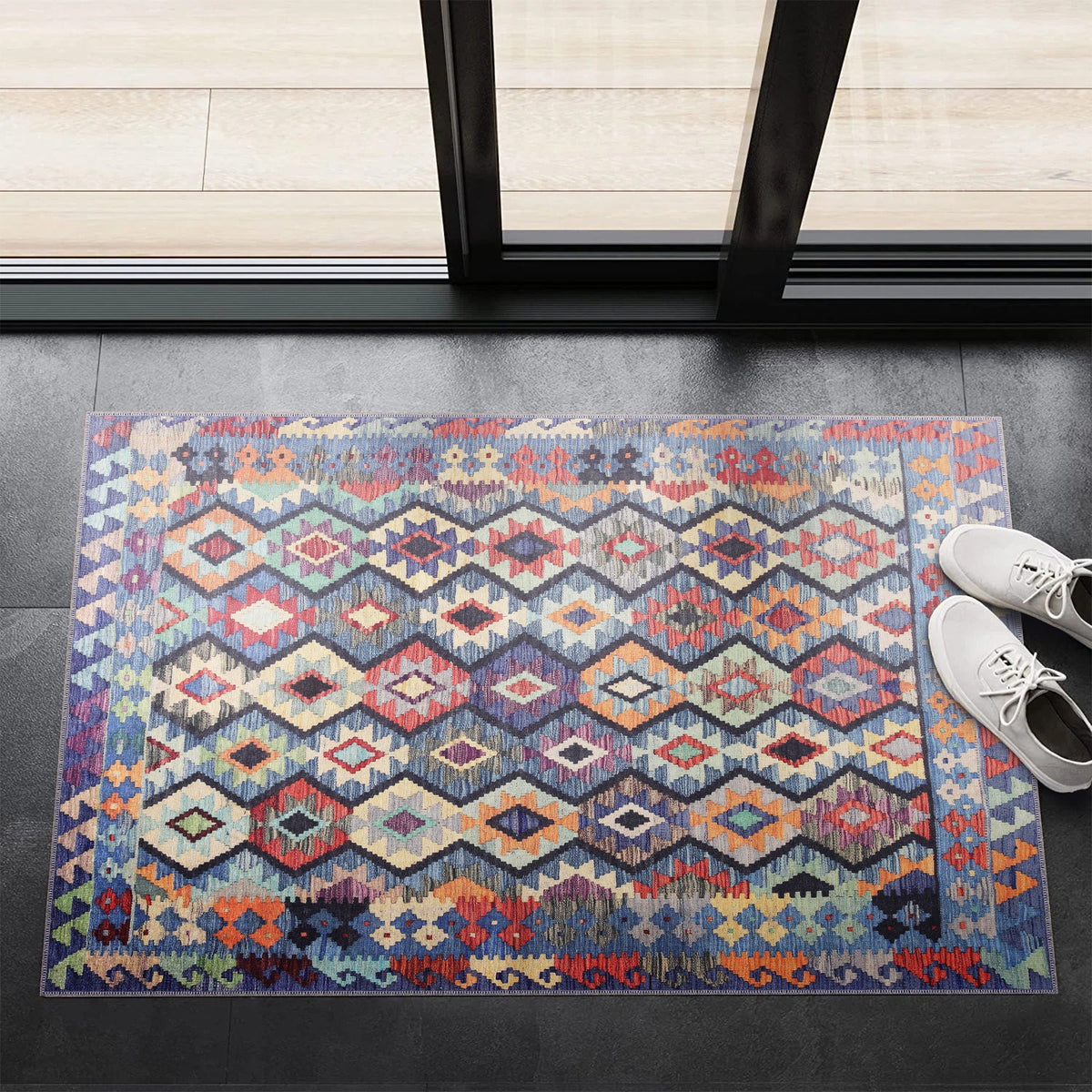 Tapis Ethnique Bordeaux Lavable Ophélie, vue 3