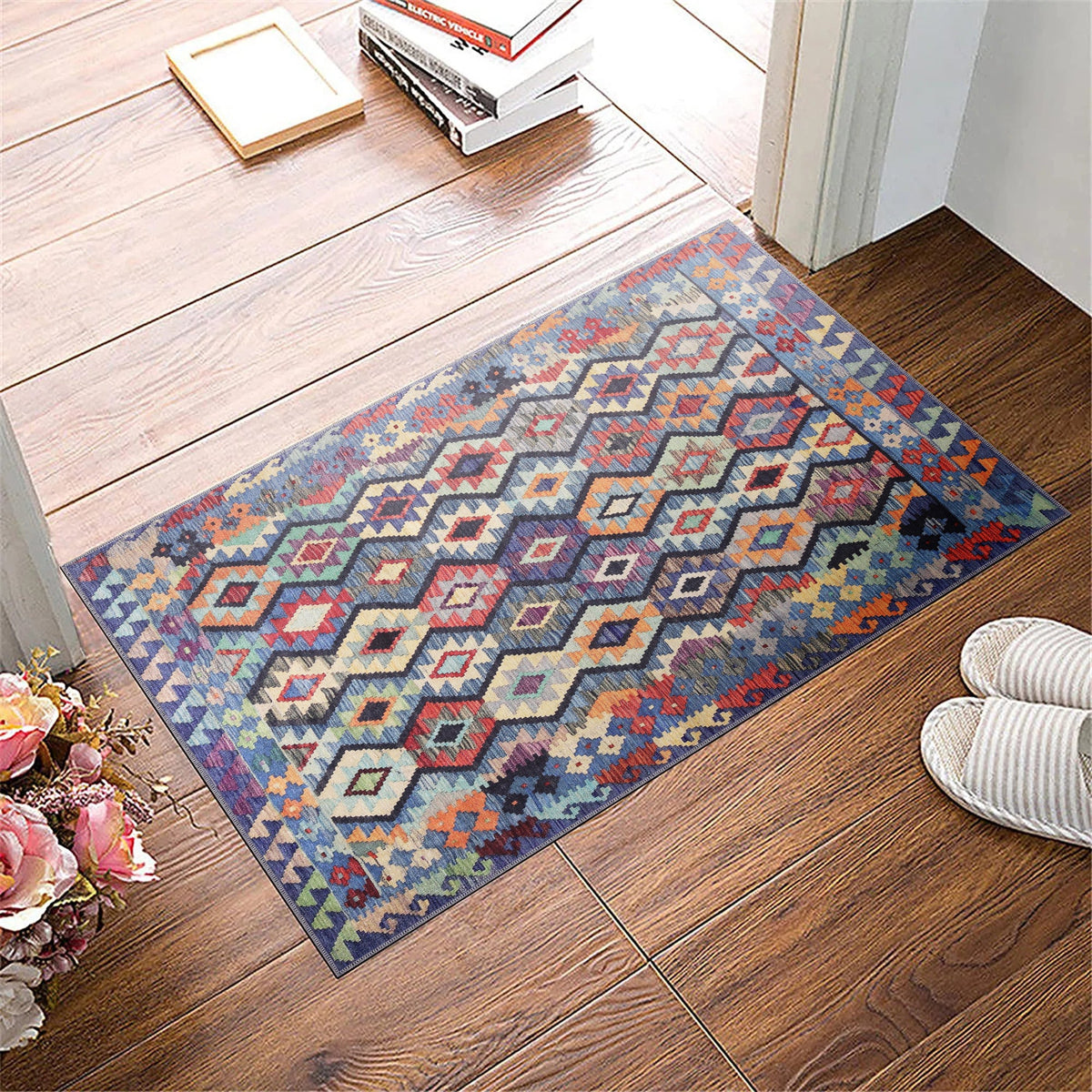 Tapis Ethnique Bordeaux Lavable Ophélie, vue 4