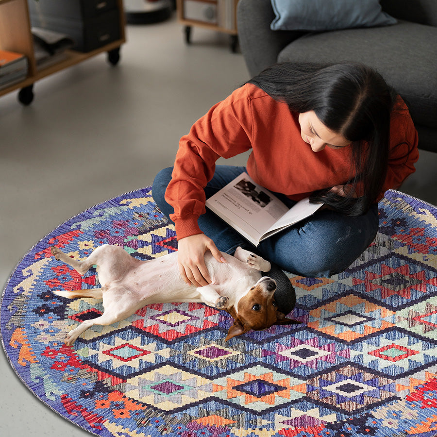 Tapis Ethnique Bordeaux Lavable Ophélie, vue 8
