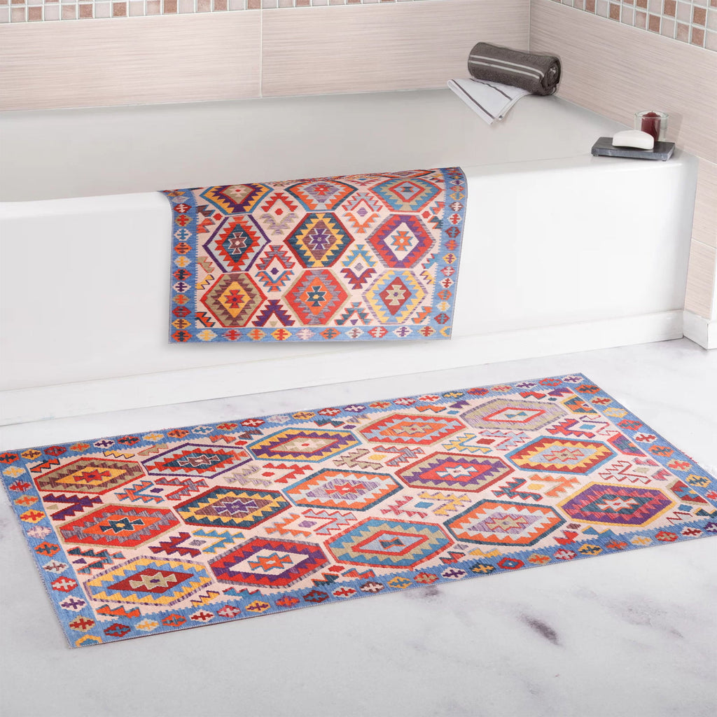 Tapis Ethnique Bordeaux Lavable Billie, vue 4