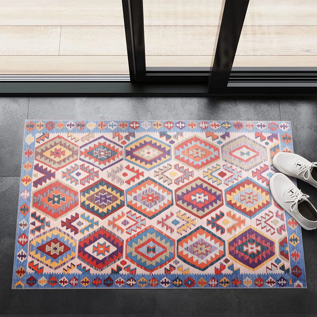 Tapis Ethnique Bordeaux Lavable Billie, vue 5