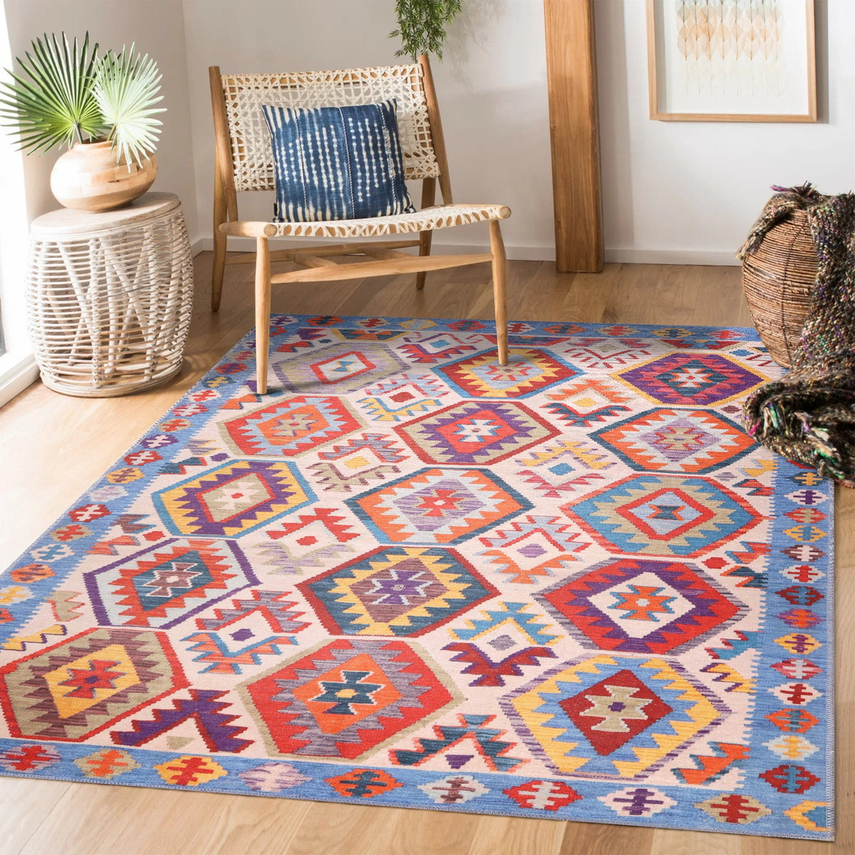 Tapis Ethnique Bordeaux Lavable Billie, vue 9