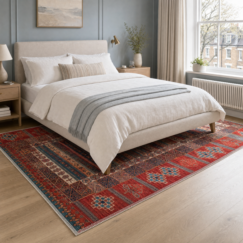 Tapis Ethnique Bordeaux Lavable Elvire, vue 5