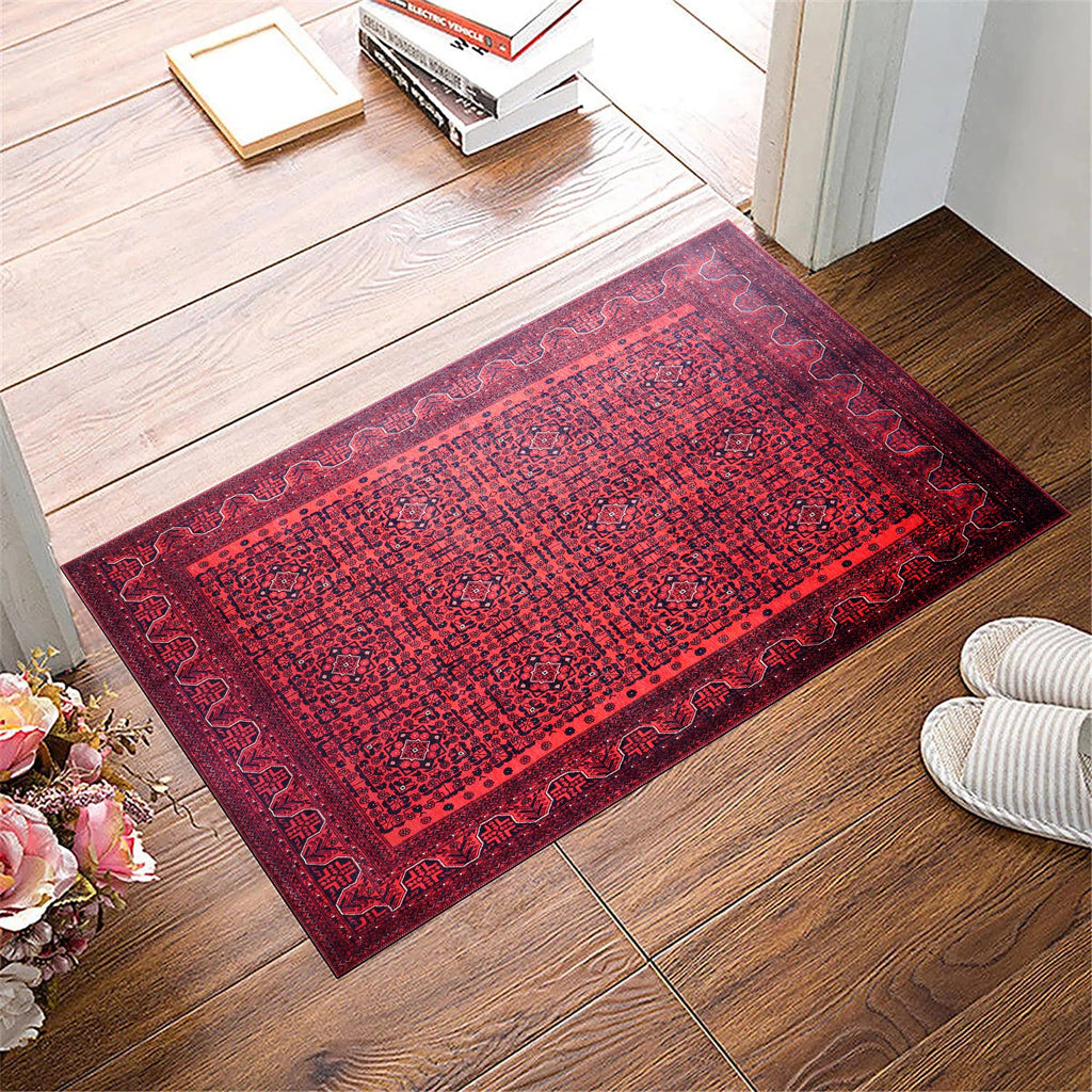 Tapis Ethnique Bordeaux Lavable Soléna, vue 3