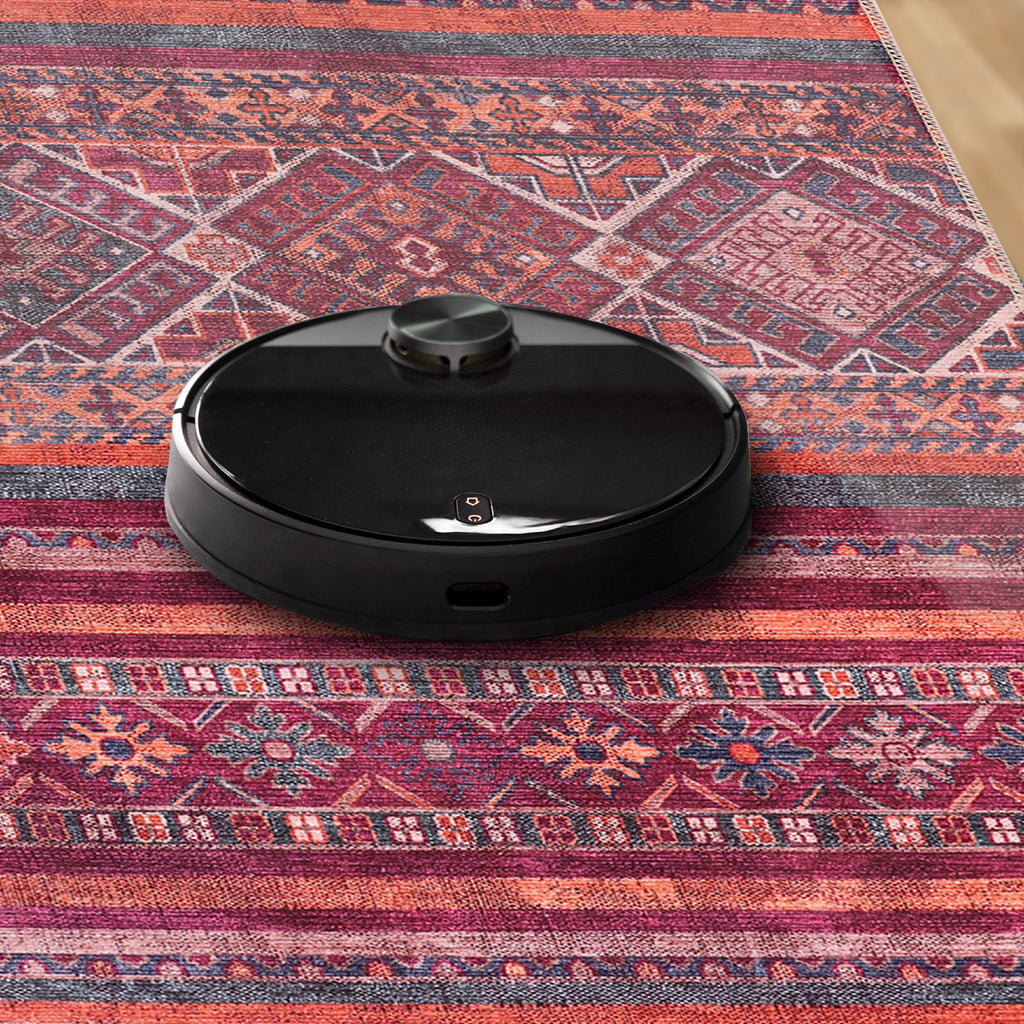 Tapis Ethnique Vintage Bordeaux Lavable Maël, vue 4
