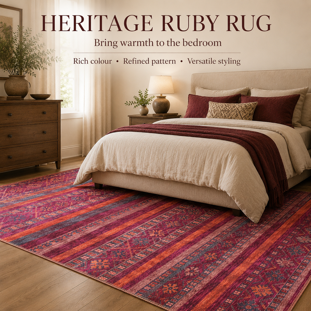 Tapis Ethnique Bordeaux Lavable Faustine, vue 4