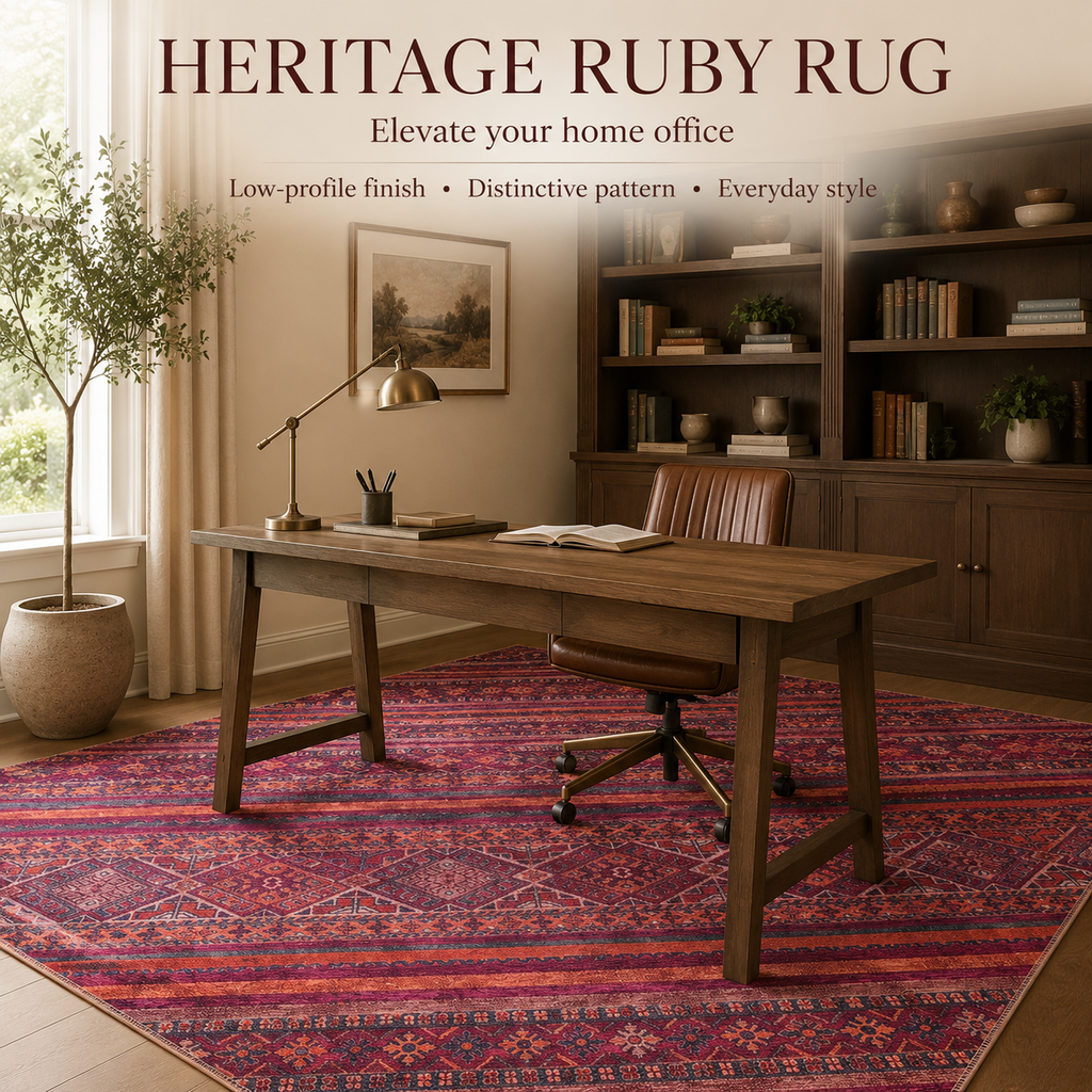 Tapis Ethnique Bordeaux Lavable Faustine, vue 6