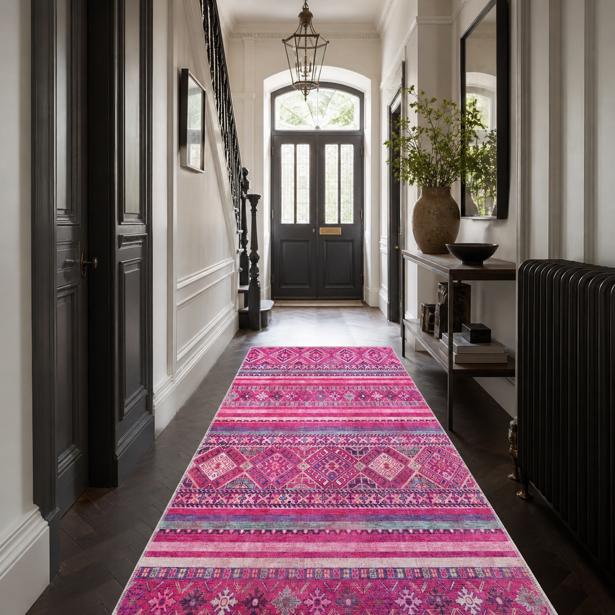 Tapis Ethnique Bleu Marine Lavable Nolia, vue 9