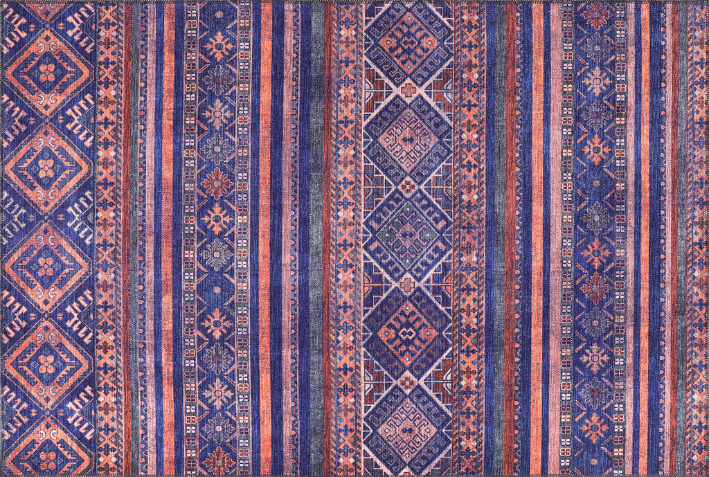 Tapis Ethnique Bleu Marine Lavable Danaé, vue 10