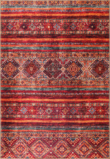 Tapis Ethnique Bordeaux Lavable Ewan, vue 5
