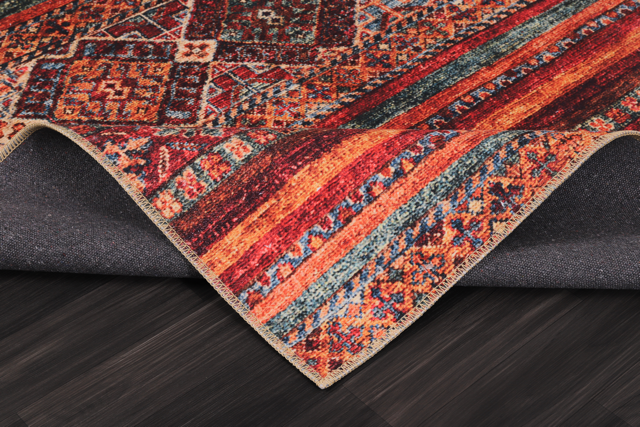 Tapis Ethnique Bordeaux Lavable Ewan, vue 6