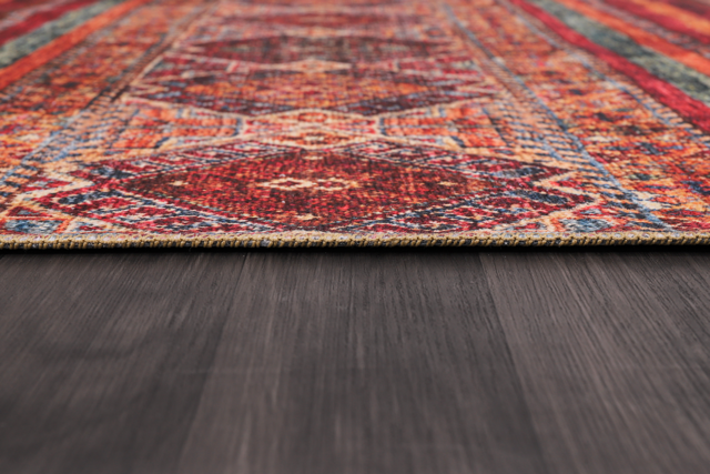 Tapis Ethnique Bordeaux Lavable Ewan, vue 7