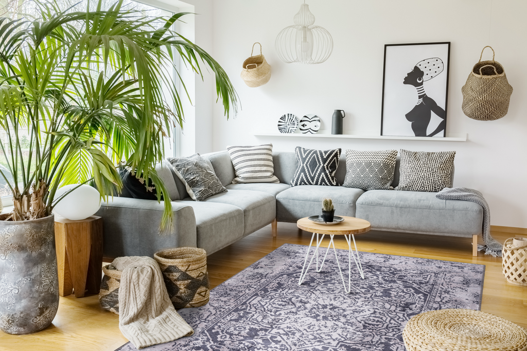 Tapis Abstrait Gris Lavable Agathe, vue principale