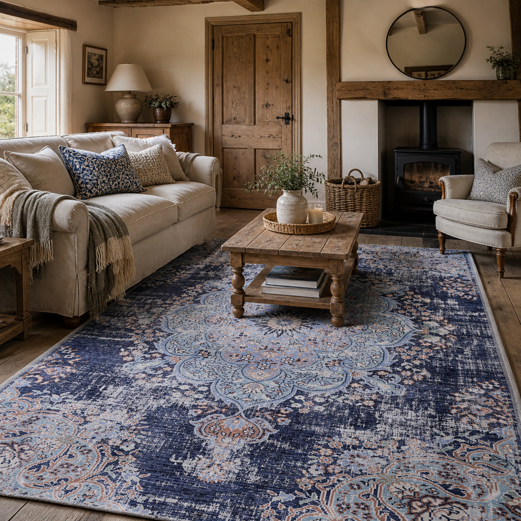 Tapis Abstrait Gris Lavable Sienna, vue principale