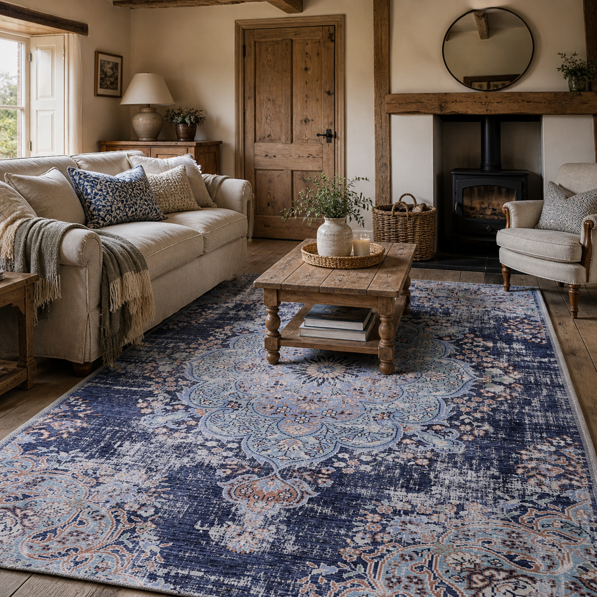 Tapis Abstrait Gris Lavable Sienna, vue principale